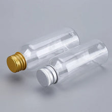 Charger l&#39;image dans la galerie, Lot de 50 / 100 bouteilles n plastique avec bouchons en aluminium 120ml, 100ml, 50ml, 30ml, 20ml, 10ml et 5ml.